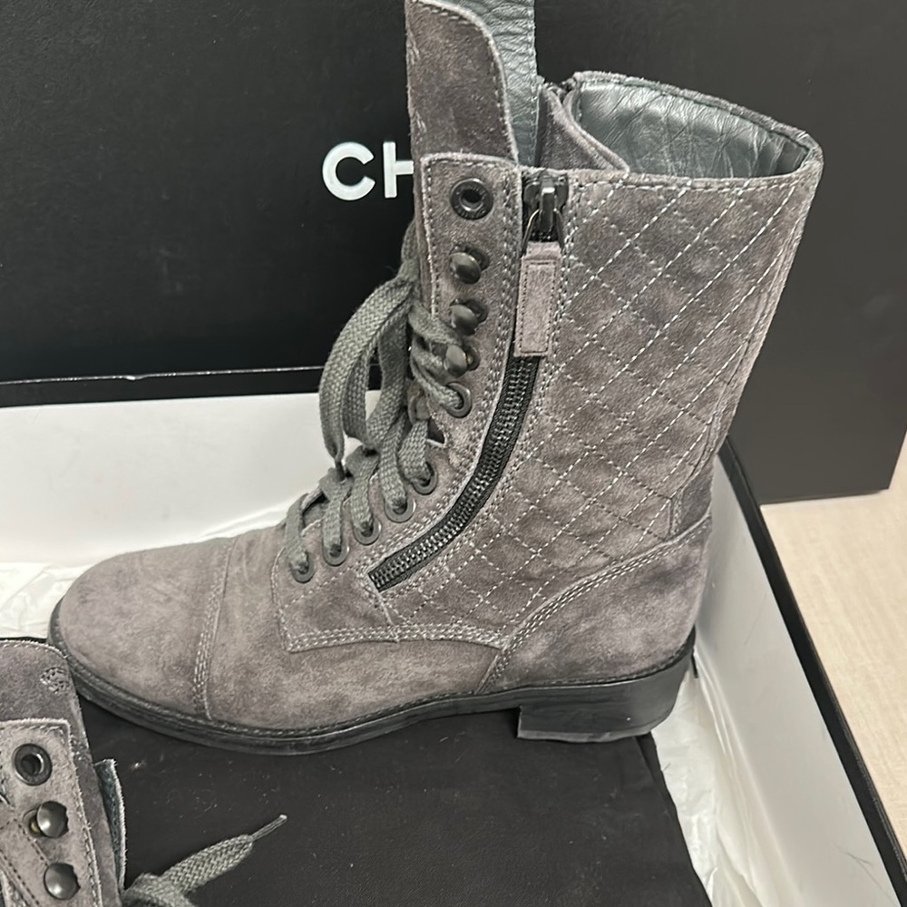 100% AUTHENTIC CHANEL Gray Women’s Boots - Picture 4 of 16